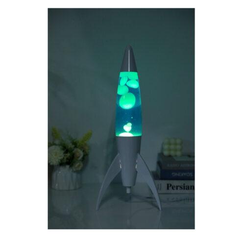 Alternative view of Rocket Lavalampe blau-grün mit weißem Sockel