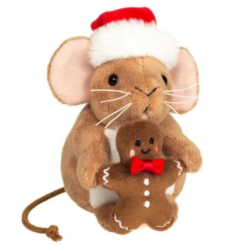 Weihnachtsmaus mit Lebkuchenmann 11 cm